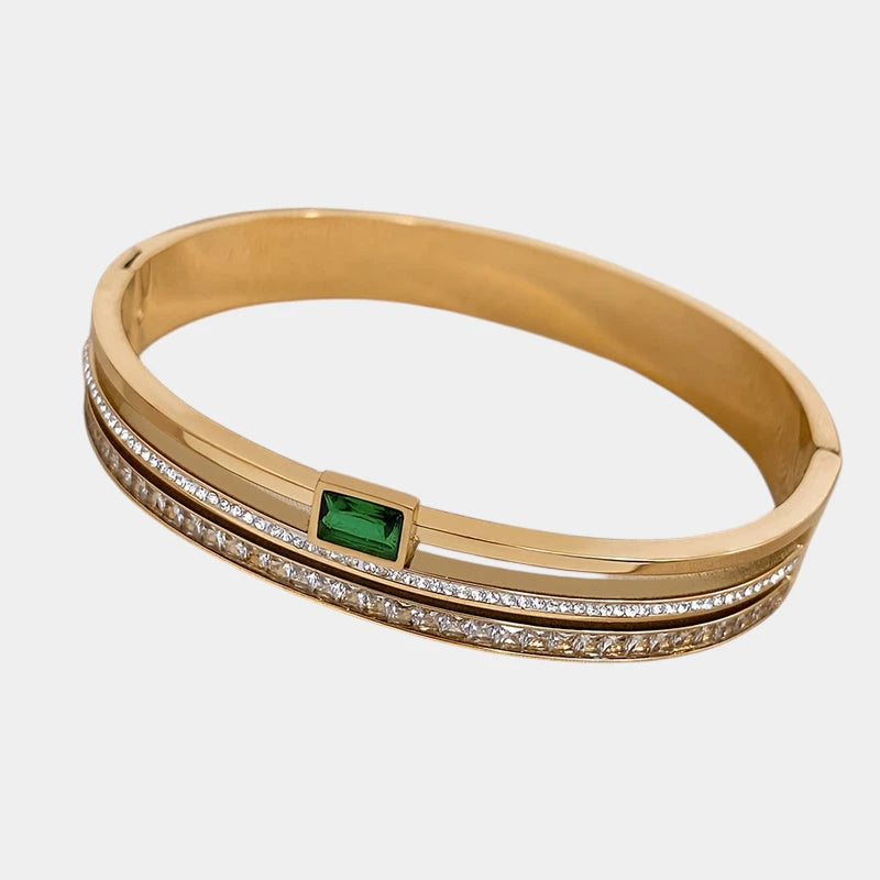 Virelle-Virelle | Unisex Armband – Roestvrij staal, Brede manchet, Ingelegde details
