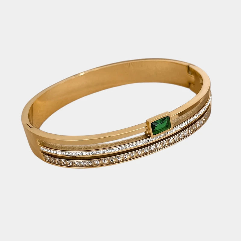 Virelle-Virelle | Unisex Armband – Roestvrij staal, Brede manchet, Ingelegde details