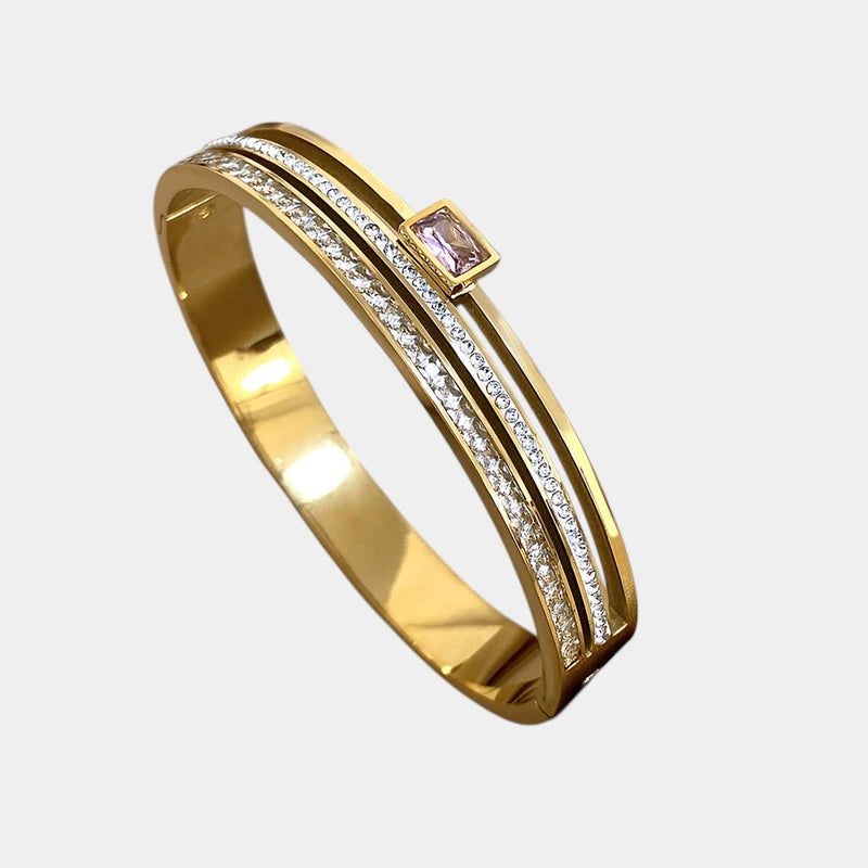 Virelle-Virelle | Unisex Armband – Roestvrij staal, Brede manchet, Ingelegde details