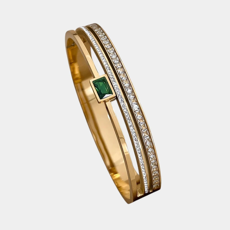 Virelle-Virelle | Unisex Armband – Roestvrij staal, Brede manchet, Ingelegde details
