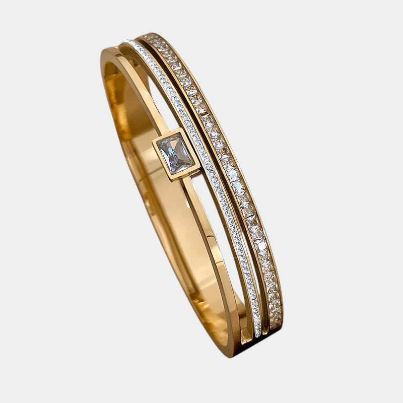 Virelle-Virelle | Unisex Armband – Roestvrij staal, Brede manchet, Ingelegde details