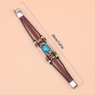 Virelle-Virelle | Unisex Armband – Vintage PU Leer met Turkoois Kraal, Roestvrijstalen Gespsluiting