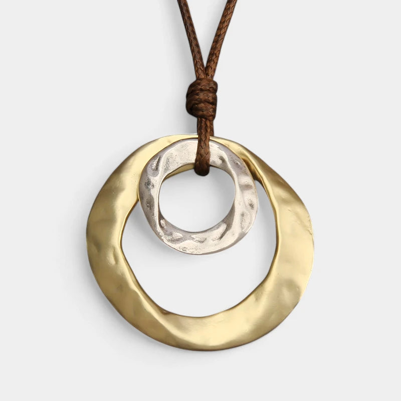 Virelle-Virelle | Unisex Hanger Ketting – Zinklegering, Geometrisch Onregelmatig Cirkelvormig, Gedraaid Patroon