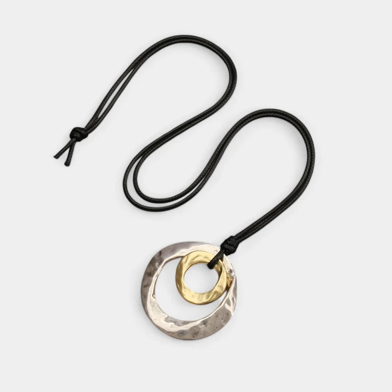 Virelle-Virelle | Unisex Hanger Ketting – Zinklegering, Geometrisch Onregelmatig Cirkelvormig, Gedraaid Patroon