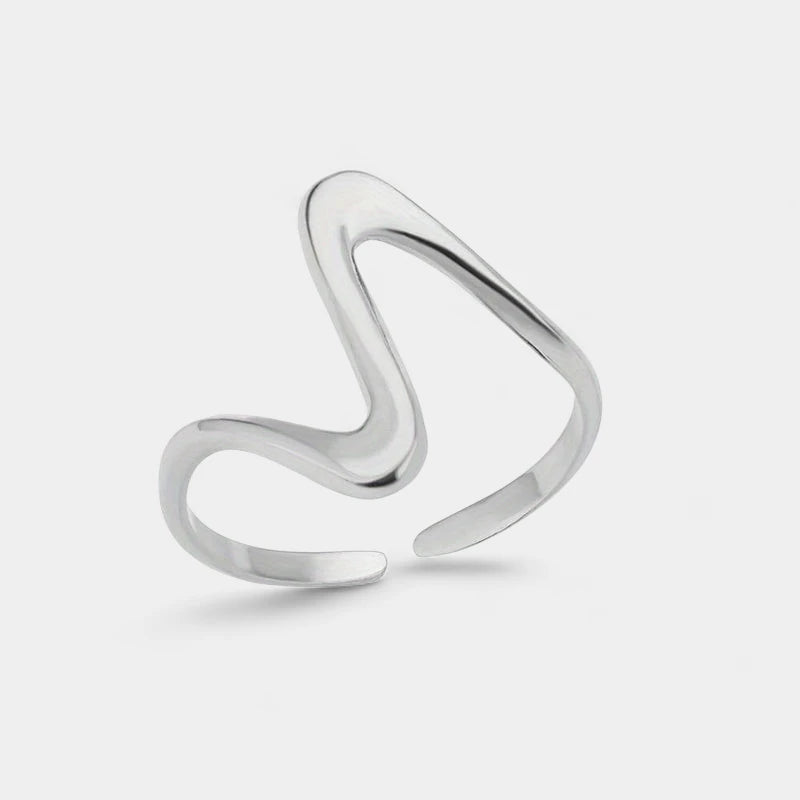 Virelle-Virelle | Unisex Ring – Goud Verguld Roestvrij Staal, Trendy Golfvorm, Licht Luxe Stijl