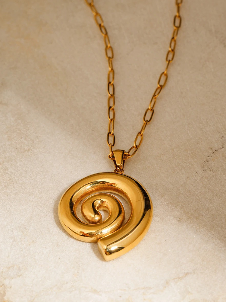 Ymke Glossy Spiral Paperclip Ketting Goud