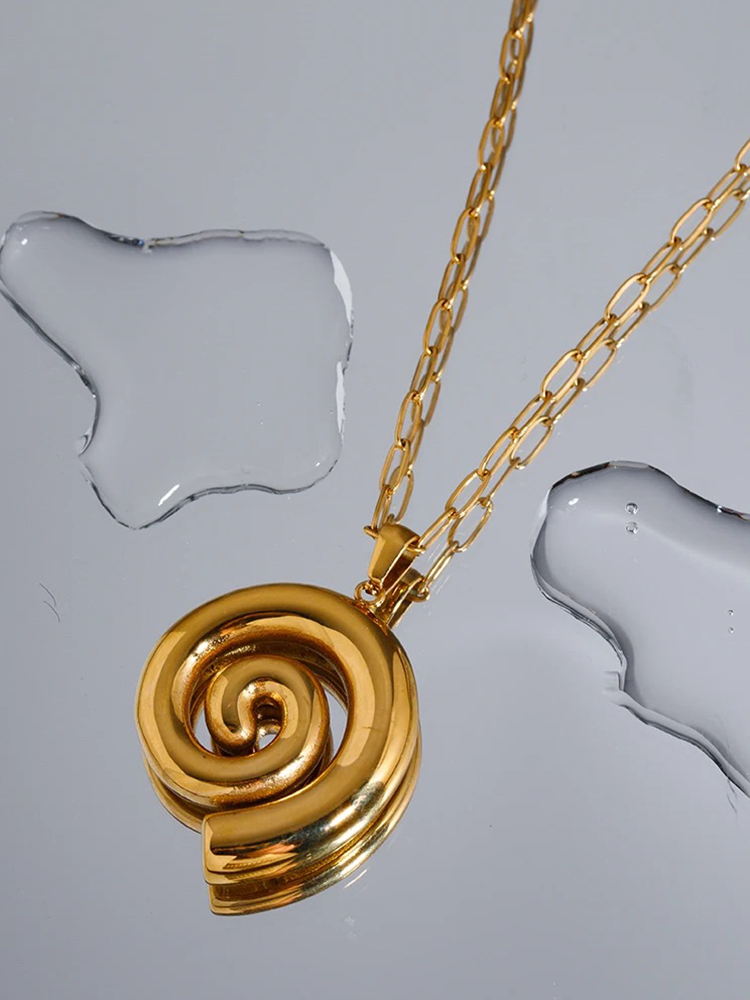 Ymke Glossy Spiral Paperclip Ketting Goud