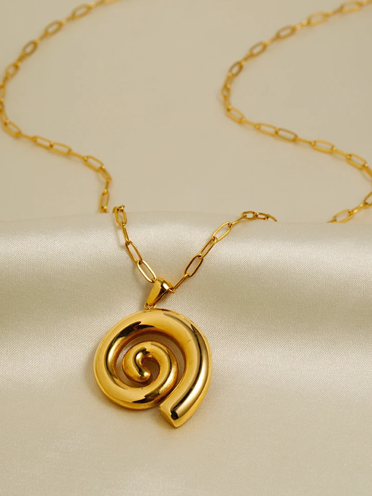 Ymke Glossy Spiral Paperclip Ketting Goud