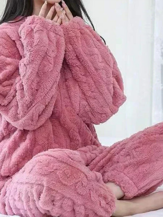 Zeleste Fluffy Loungeset Dames | Tweedelig Pak Vrouw | Broek + Sweater