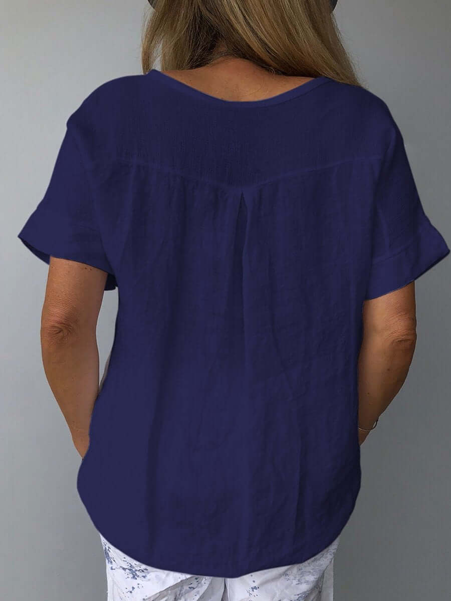 Virelle Linnen Top – Linnen blouse met korte mouwen voor dames