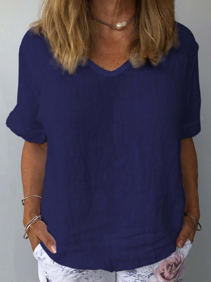 Virelle Linnen Top – Linnen blouse met korte mouwen voor dames
